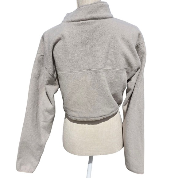 Small Forever 21 Fleece Pullover Crop Top Drawstring Mock Neck Beige Size S - Picture 3 of 6